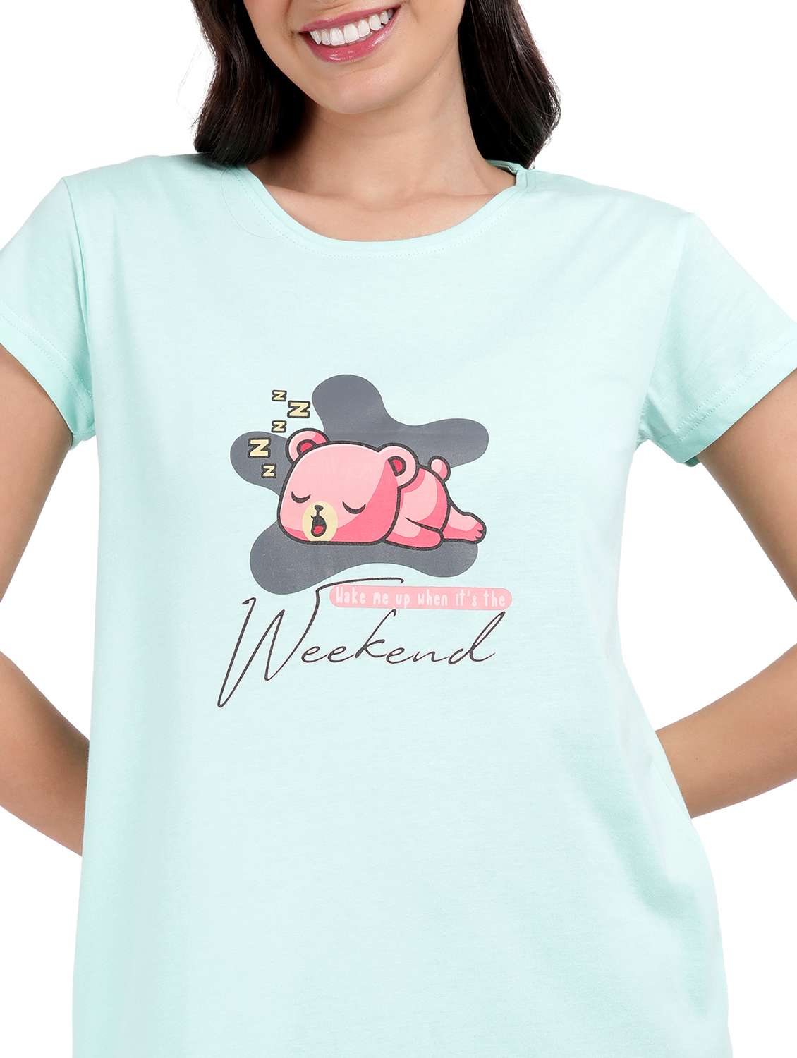 women front print short sleeves sleepshirt - 21641010 -  Standard Image - 5