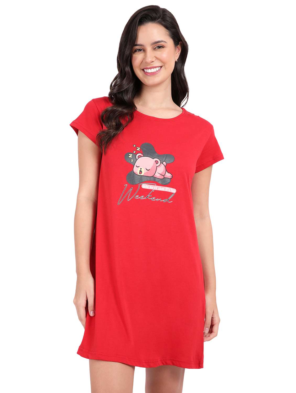 women chest print cotton sleepshirts