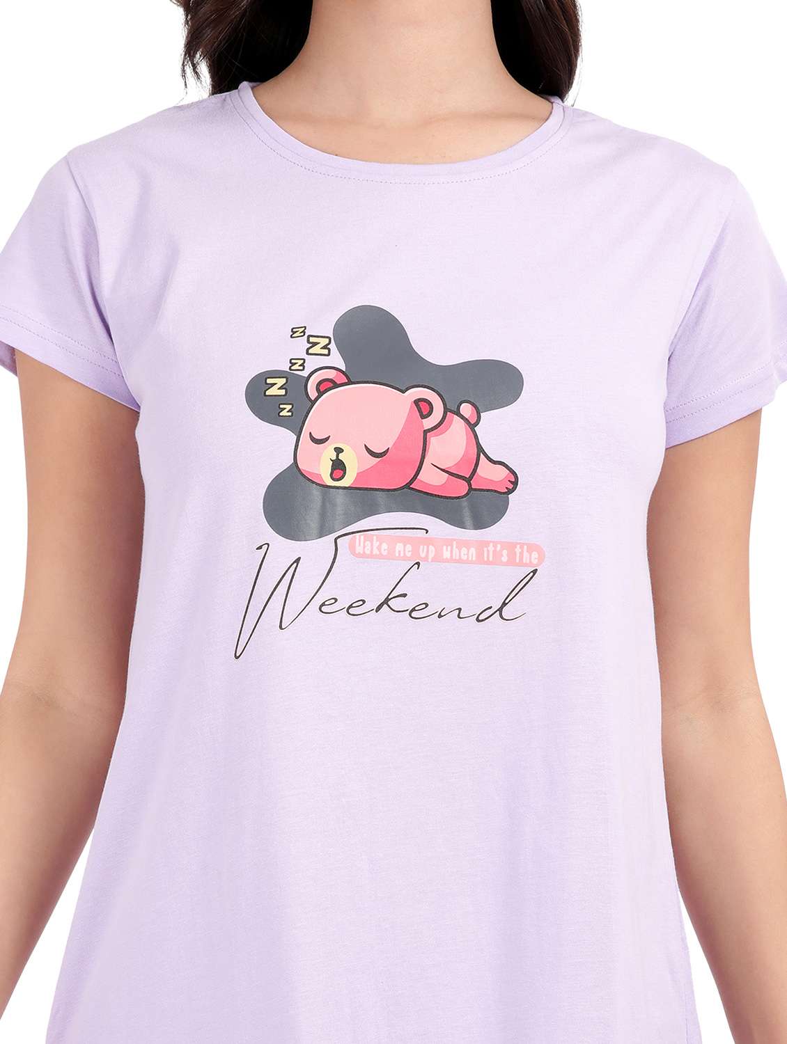 women chest print cotton sleepshirts - 21641013 -  Standard Image - 5