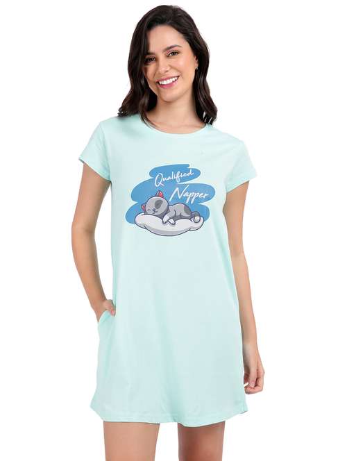 women chest print cotton sleepshirts - 21641015 -  Standard Image - 0