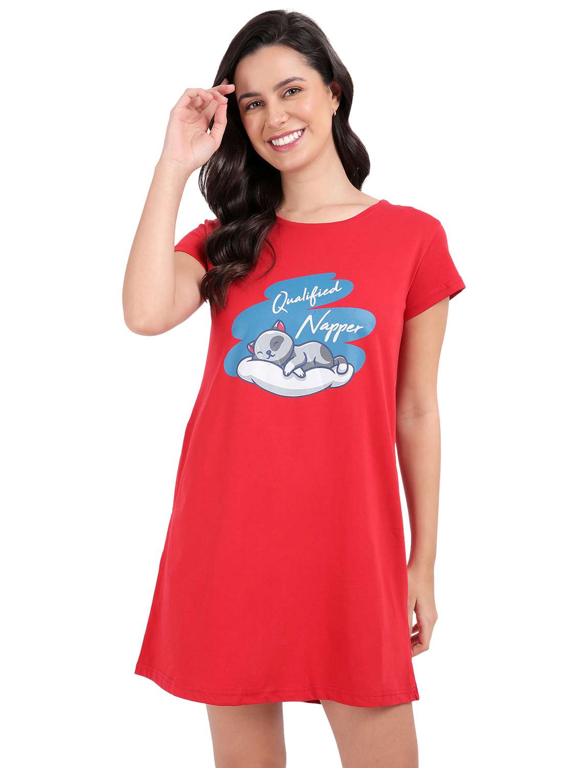 women chest print cotton sleepshirts