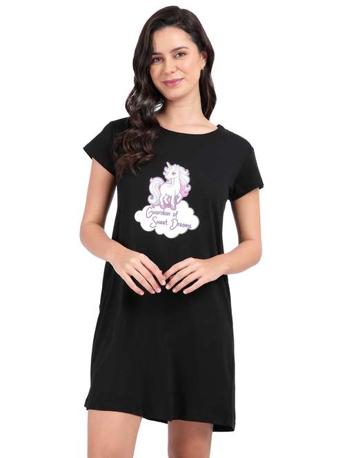women printed short sleeves sleepshirt - 21641024 -  Standard Image - 0