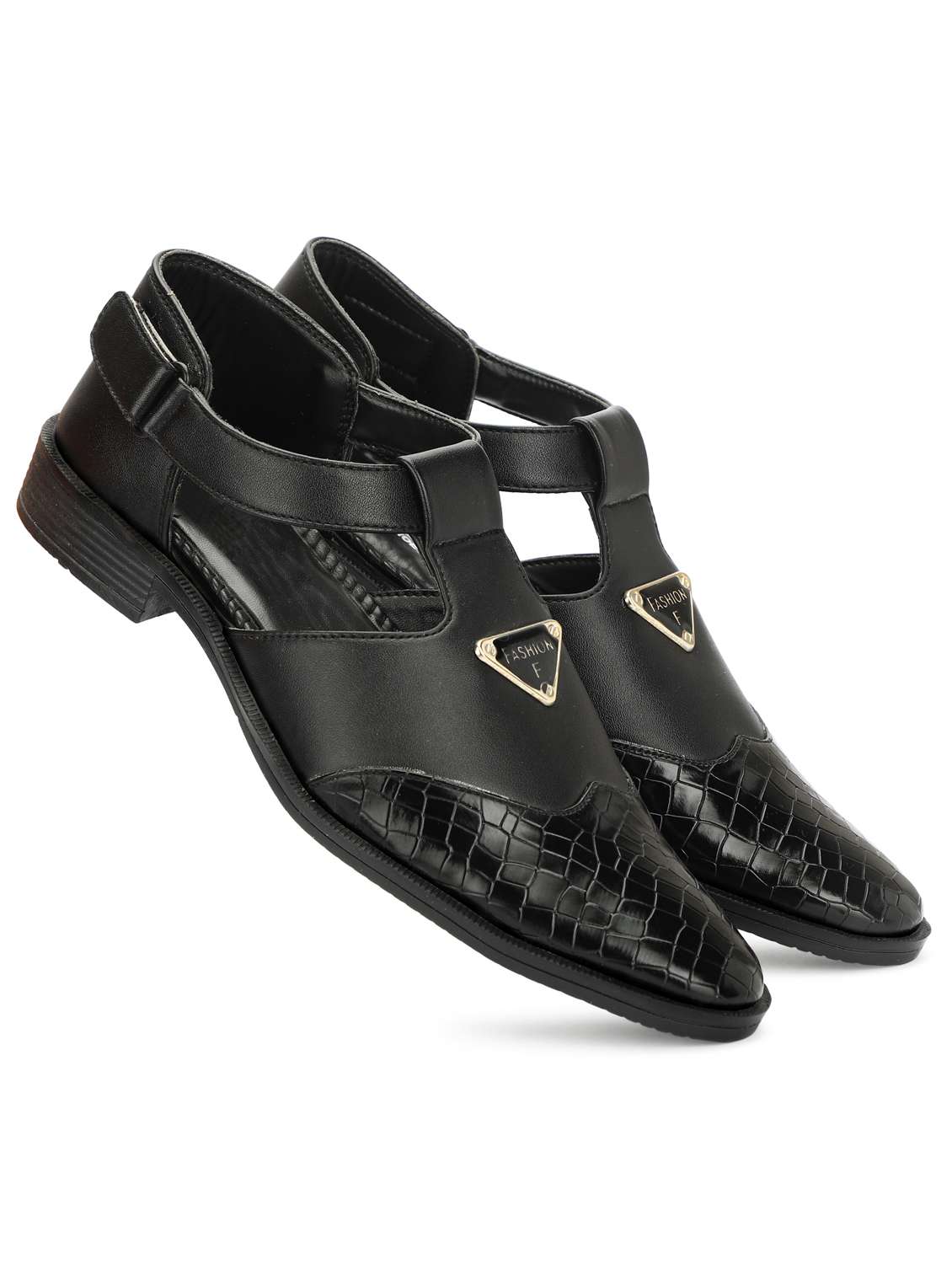 men black back strap sandal - 21641097 -  Standard Image - 3