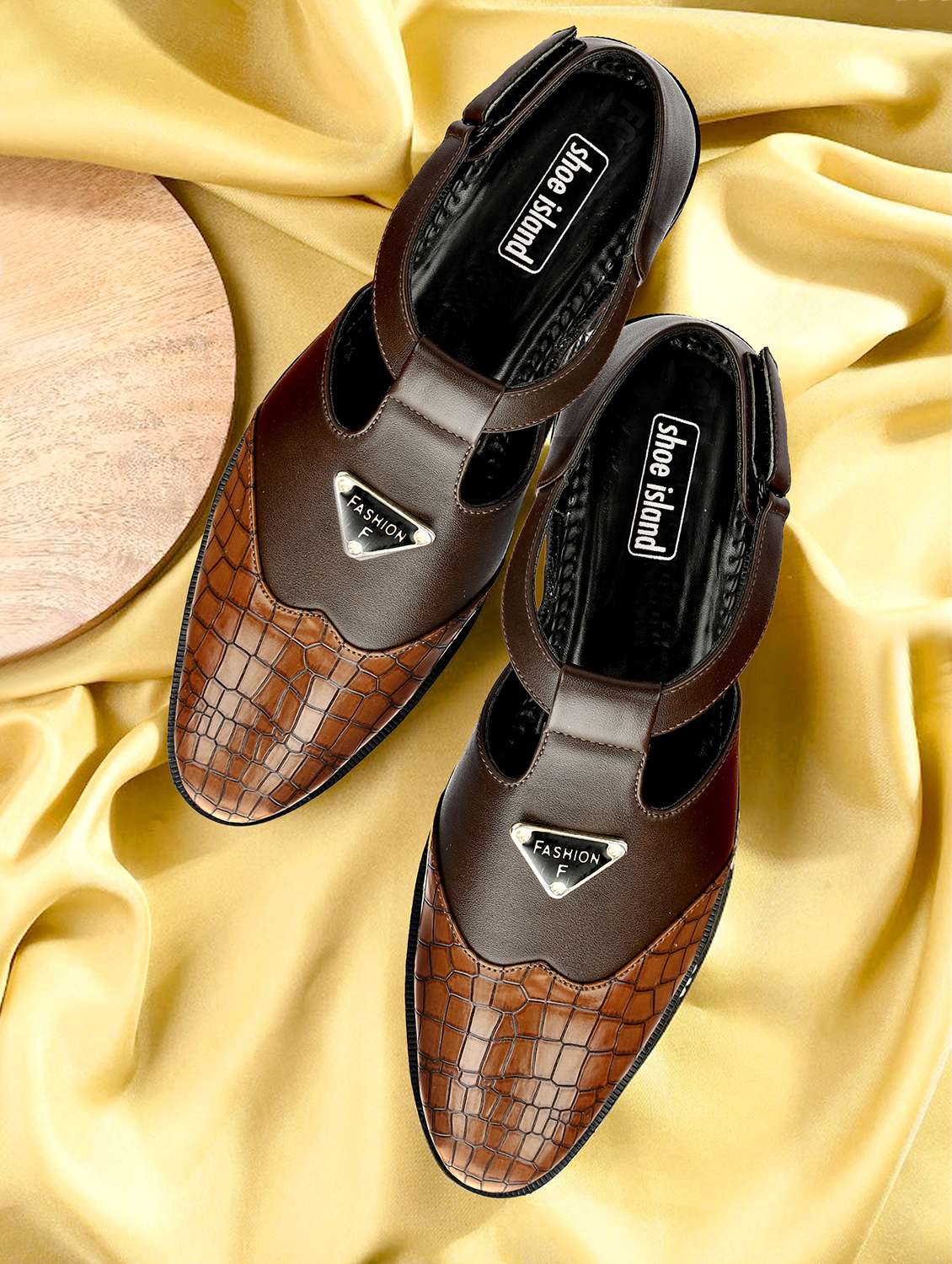 men brown back strap sandal