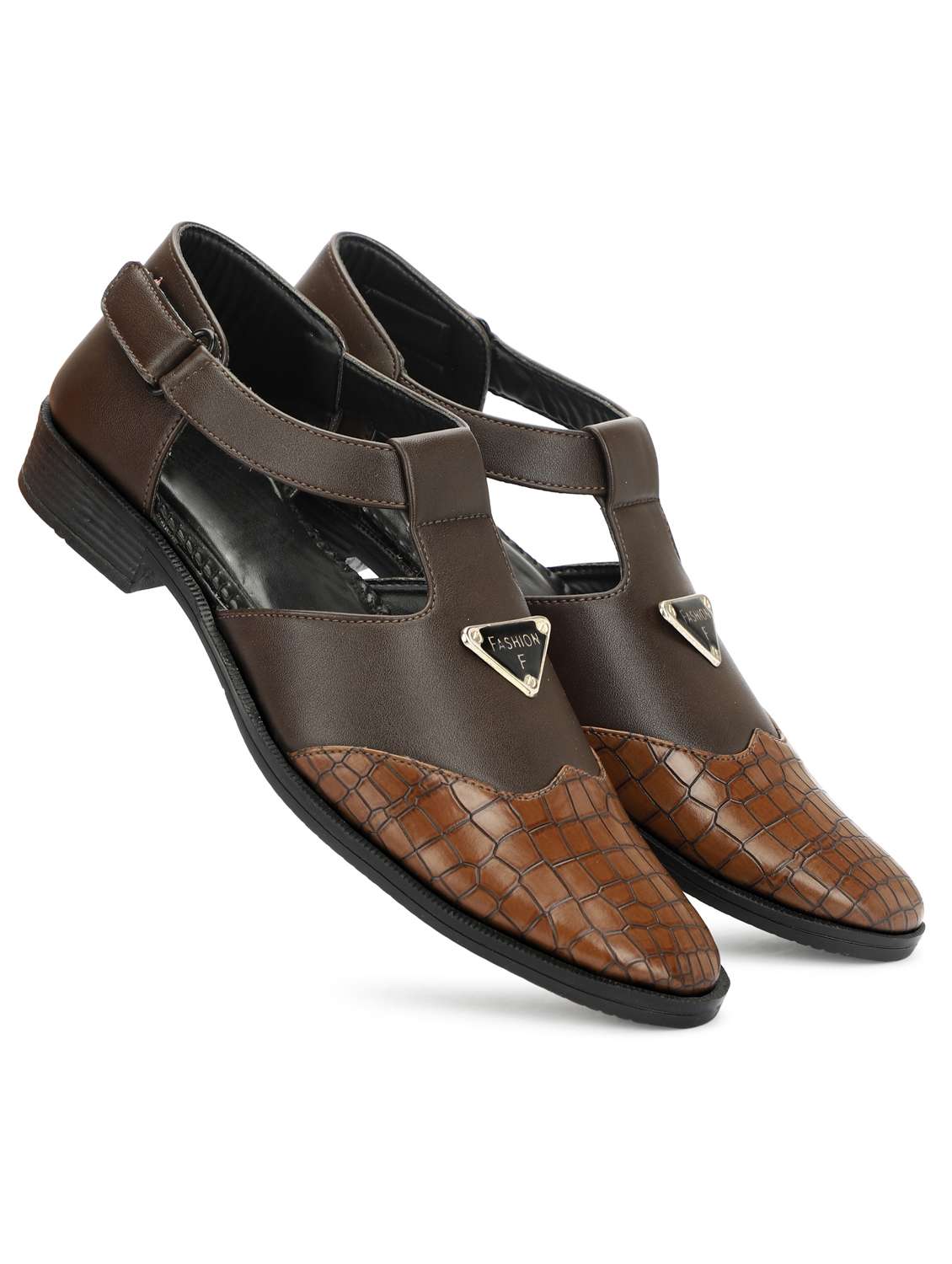 men brown back strap sandal - 21641098 -  Standard Image - 3