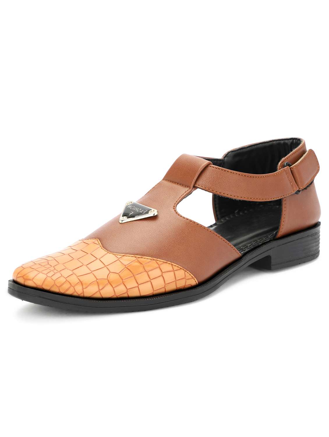 men tan back strap sandal - 21641099 -  Standard Image - 3