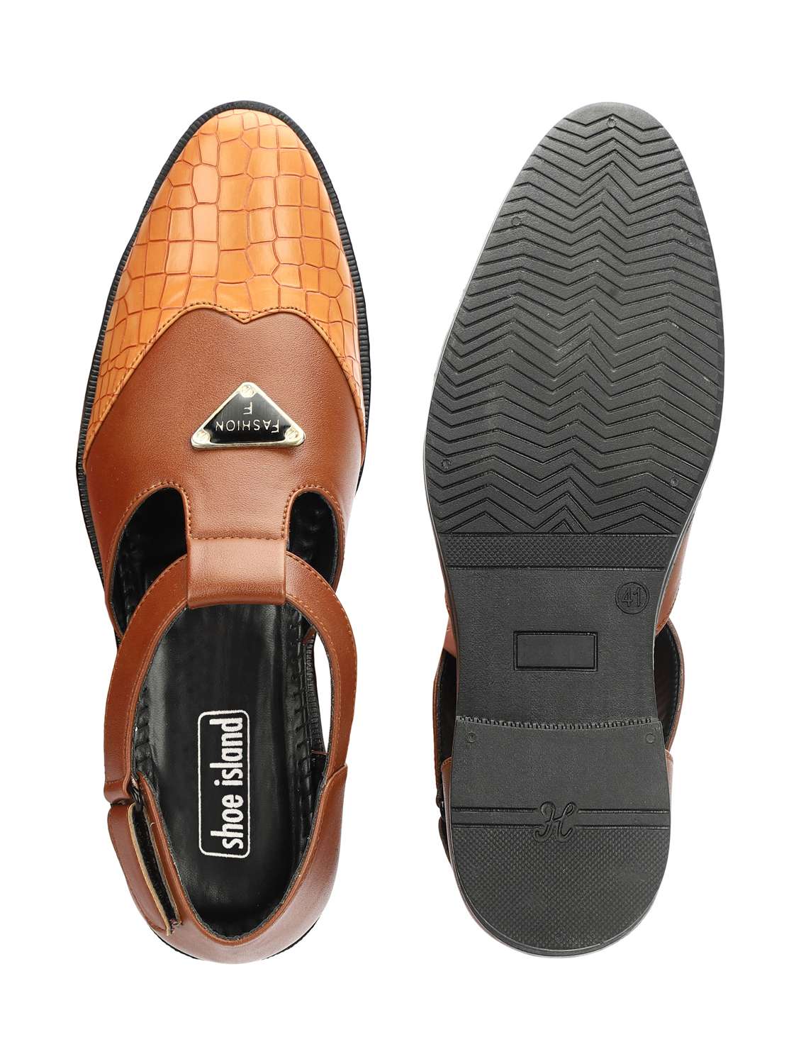 men tan back strap sandal - 21641099 -  Standard Image - 5