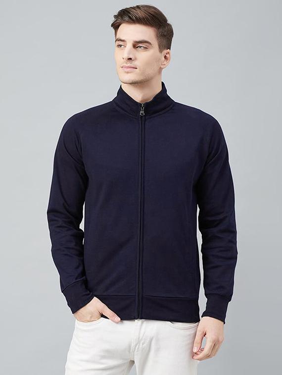 men solid long sleeve stand collar jacket - 21641173 - Zoom Image - 0