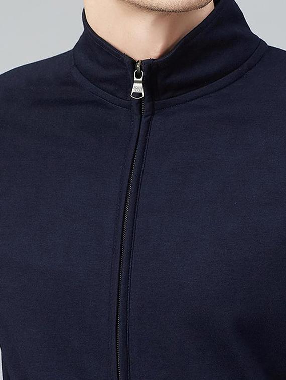 men solid long sleeve stand collar jacket - 21641173 - Standard Image - 3