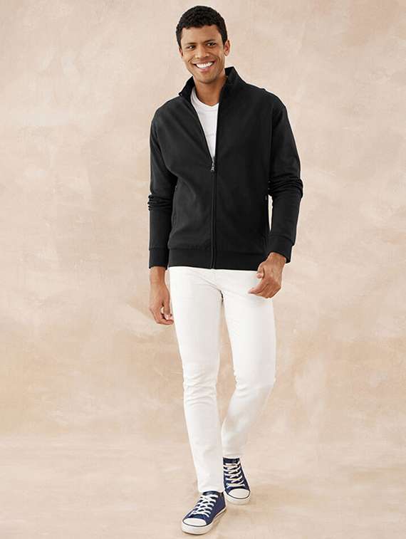 men solid long sleeve stand collar jacket - 21641176 -  Standard Image - 3