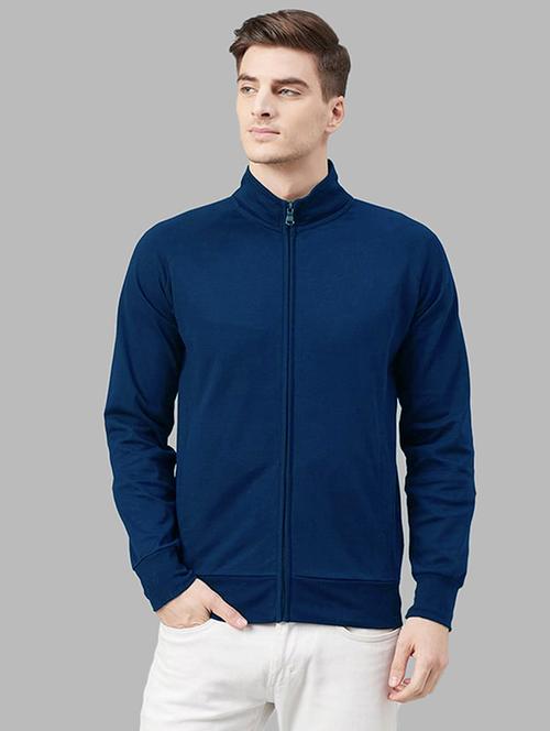 men solid long sleeve stand collar jacket - 21641178 - Standard Image - 0