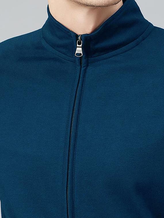 men solid long sleeve stand collar jacket - 21641178 - Standard Image - 3