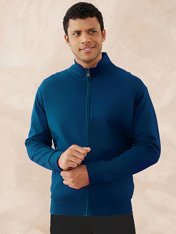 men solid long sleeve stand collar jacket - 21641180 - Zoom Image - 0
