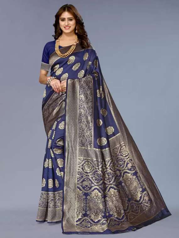 women self design banarasi saree with blouse