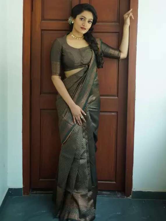 women self design banarasi saree with blouse