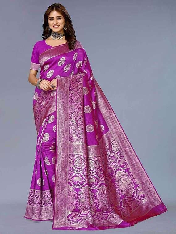 women self design banarasi saree with blouse - 21641305 - Zoom Image - 0
