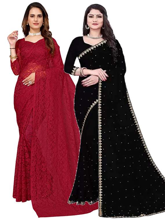 women pack of 2 party wear combo sarees with blouse