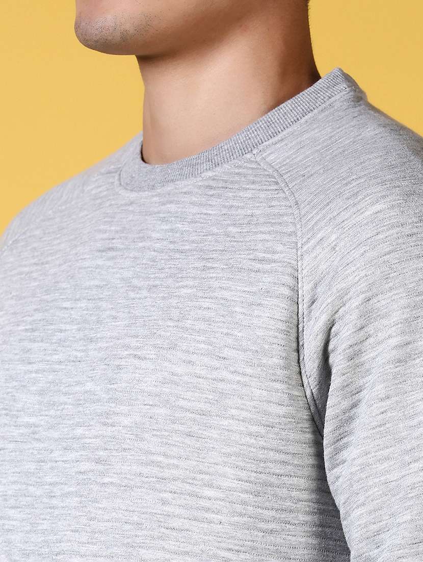 men grey self design long sleeve sweatshirt - 21641363 -  Standard Image - 5