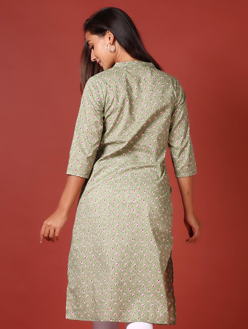 women three quarter sleeve straight kurta - 21641403 - Standard Image - 3
