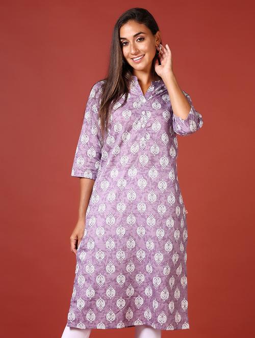 women three quarter sleeve straight kurta - 21641404 - Standard Image - 0