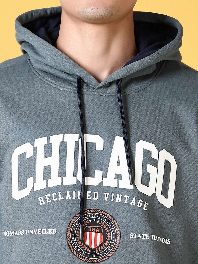 men front print long sleeve hooded sweatshirt - 21641411 -  Standard Image - 5