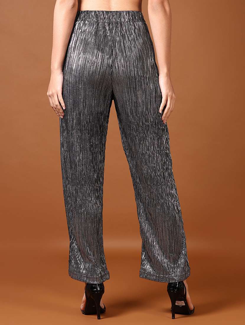 women solid high rise trouser - 21641417 -  Standard Image - 3