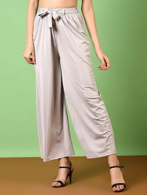 women solid high rise wide leg trouser - 21641420 -  Standard Image - 0