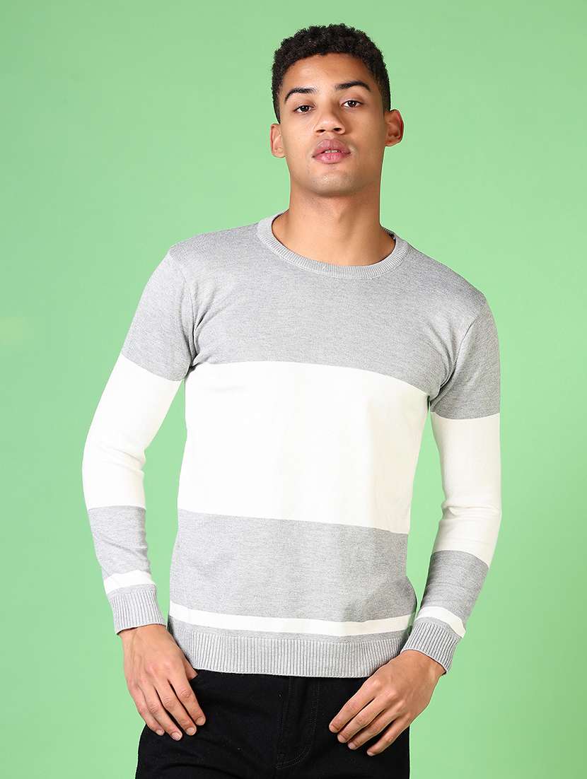 men long sleeves color block pullovers - 21641439 -  Zoom Image - 0