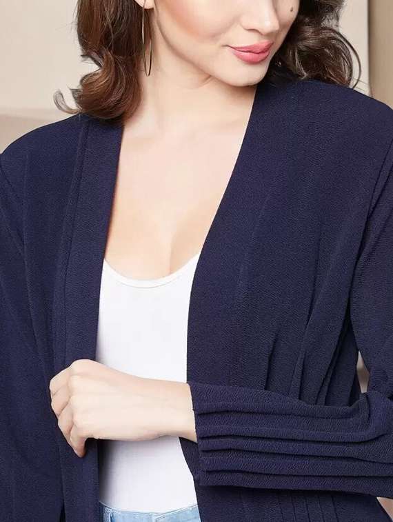 women blue solid long sleeve regular shrug - 21641486 -  Standard Image - 3