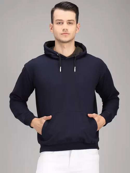 men solid regular fit hooded sweatshirt - 21641582 - Standard Image - 0