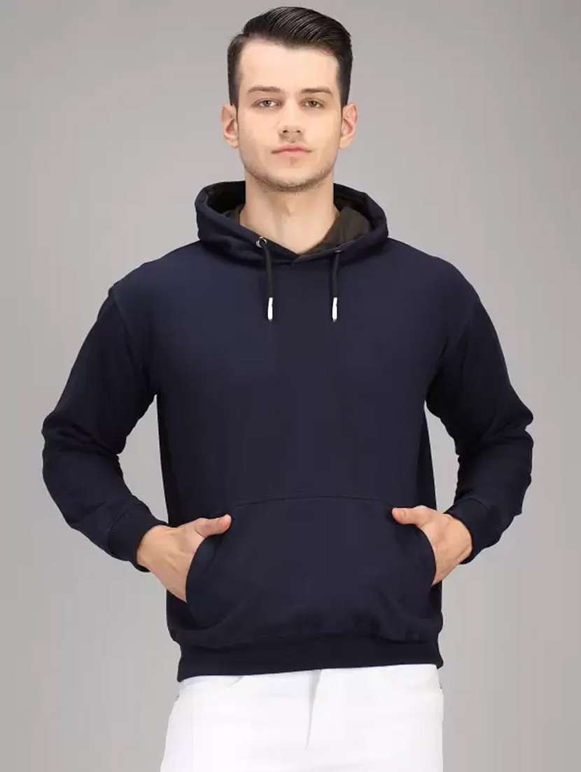 men solid regular fit hooded sweatshirt - 21641582 - Zoom Image - 0