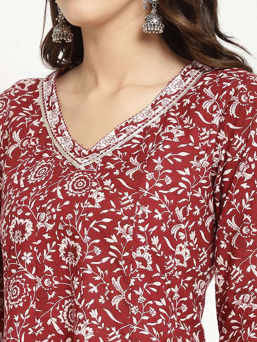 women floral printed three quarter sleeve a-line kurta - 21642028 - Standard Image - 5