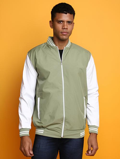 men color block long sleeve varsity jacket - 21642266 - Standard Image - 0