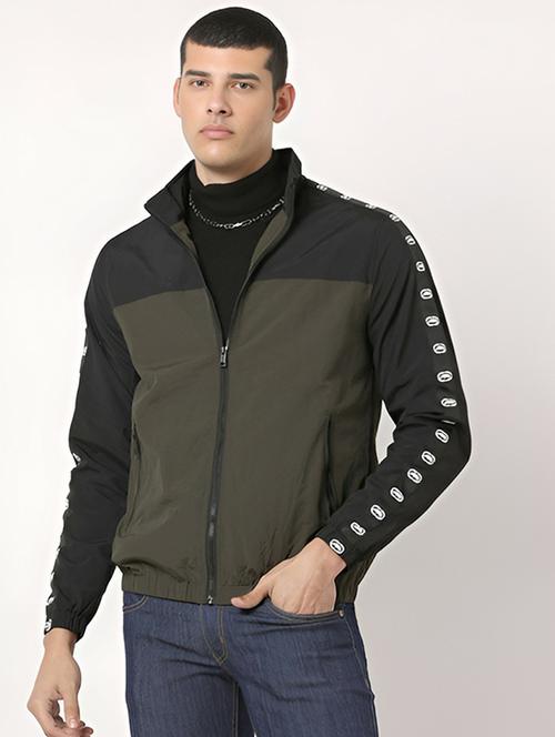 men color block long sleeve casual jacket - 21642279 - Standard Image - 0