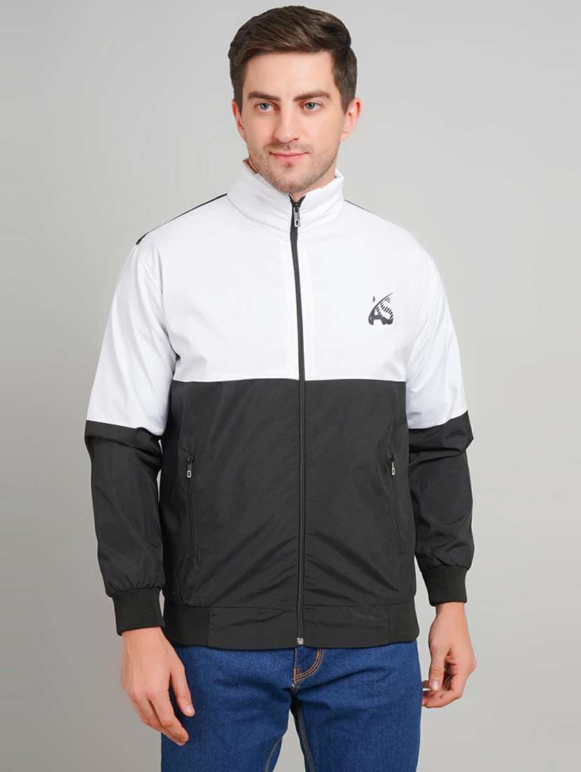 men color block long sleeve casual jacket