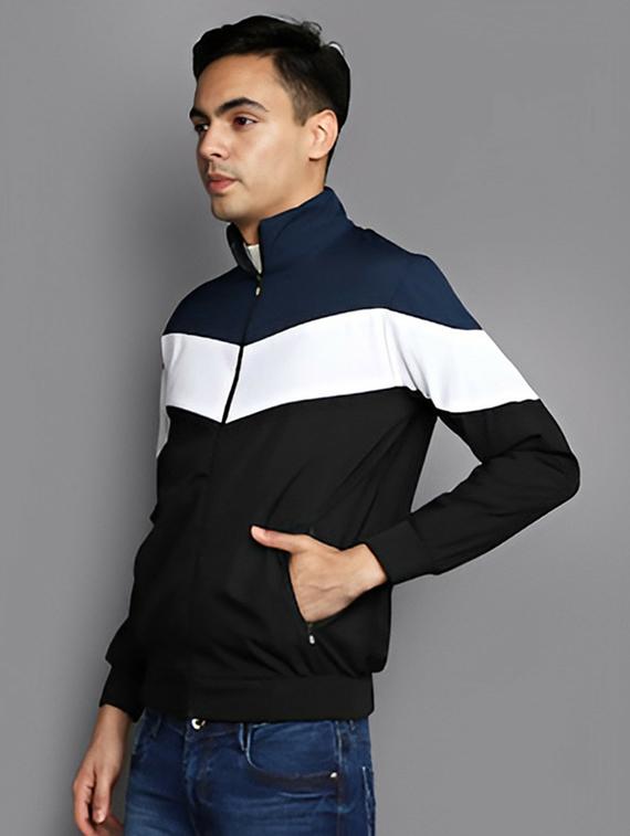 men color block long sleeve casual jacket - 21642321 -  Zoom Image - 0