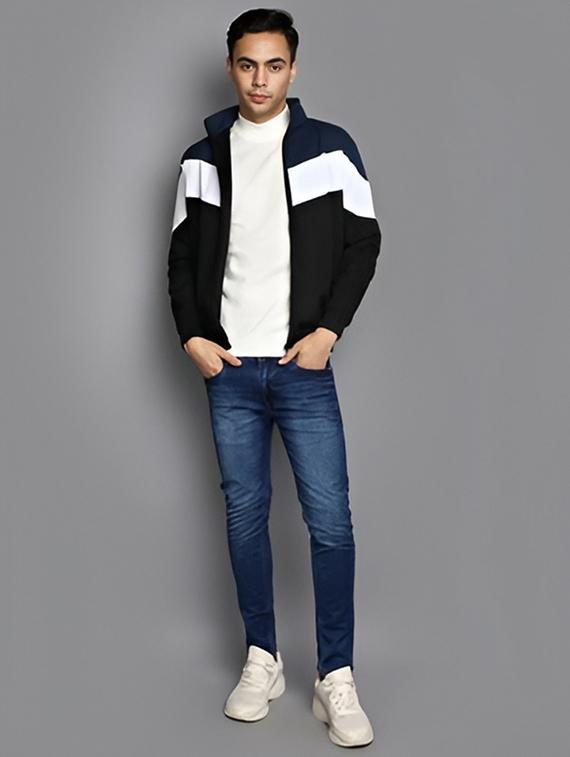 men color block long sleeve casual jacket - 21642321 - Standard Image - 3
