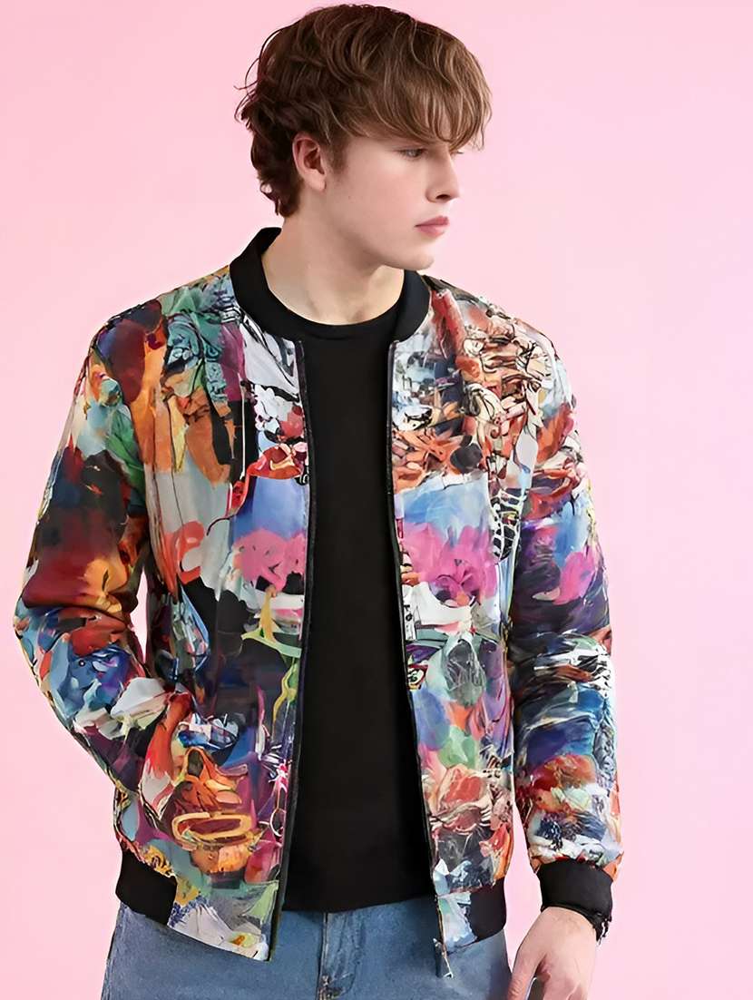 men printed long sleeve casual jacket - 21642322 -  Zoom Image - 0