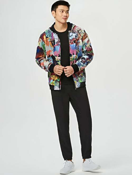 men printed long sleeve casual jacket - 21642324 - Standard Image - 0