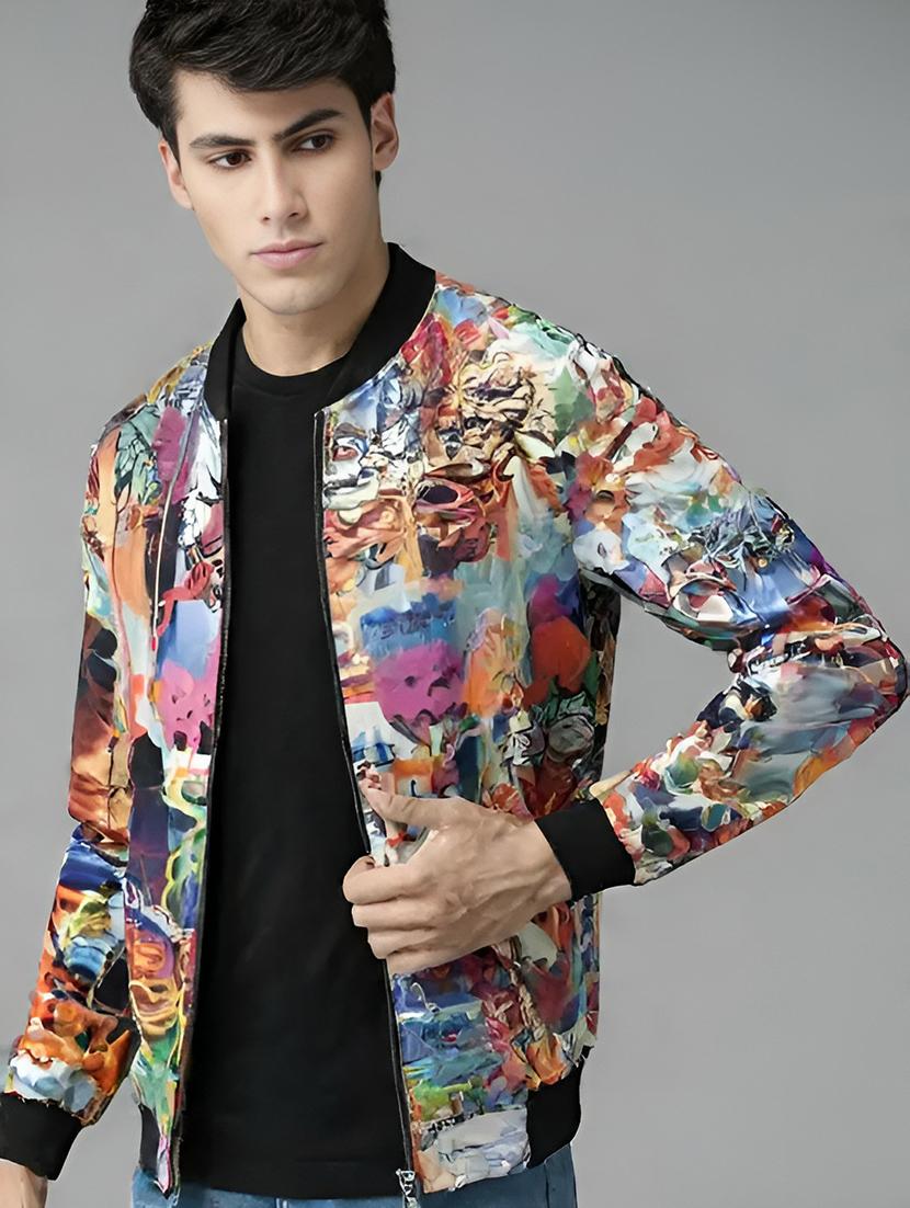 men printed long sleeve casual jacket - 21642325 - Zoom Image - 0