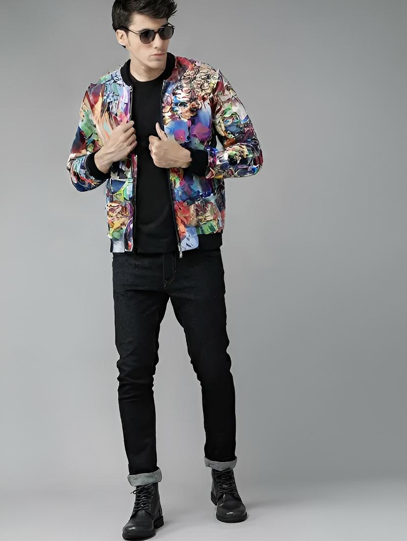 men printed long sleeve casual jacket - 21642325 - Standard Image - 3