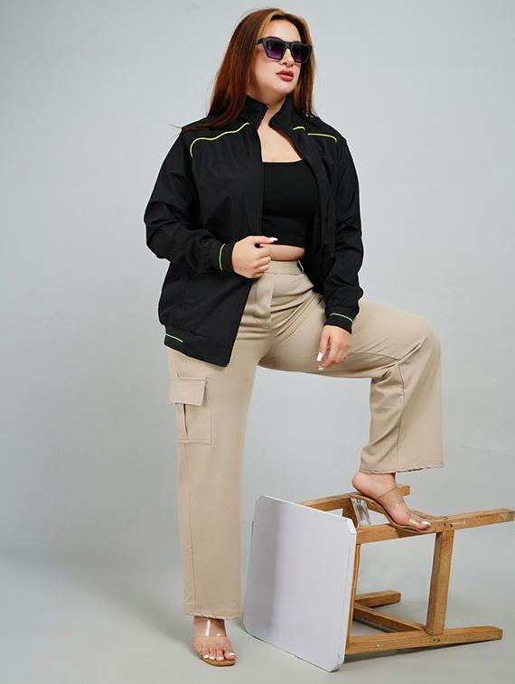 women solid long sleeve bomber jacket - 21642354 - Standard Image - 3