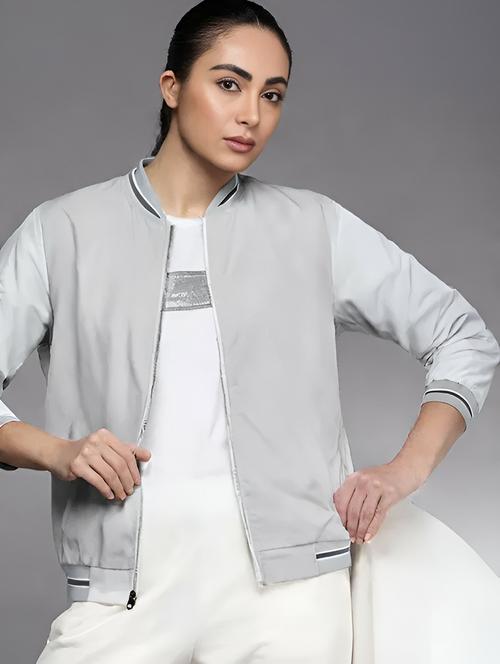 women color block long sleeve regular jacket - 21642369 -  Standard Image - 0