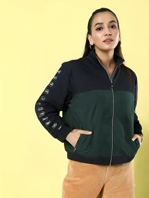 women color block long sleeve bomber jacket - 21642380 - Standard Image - 0