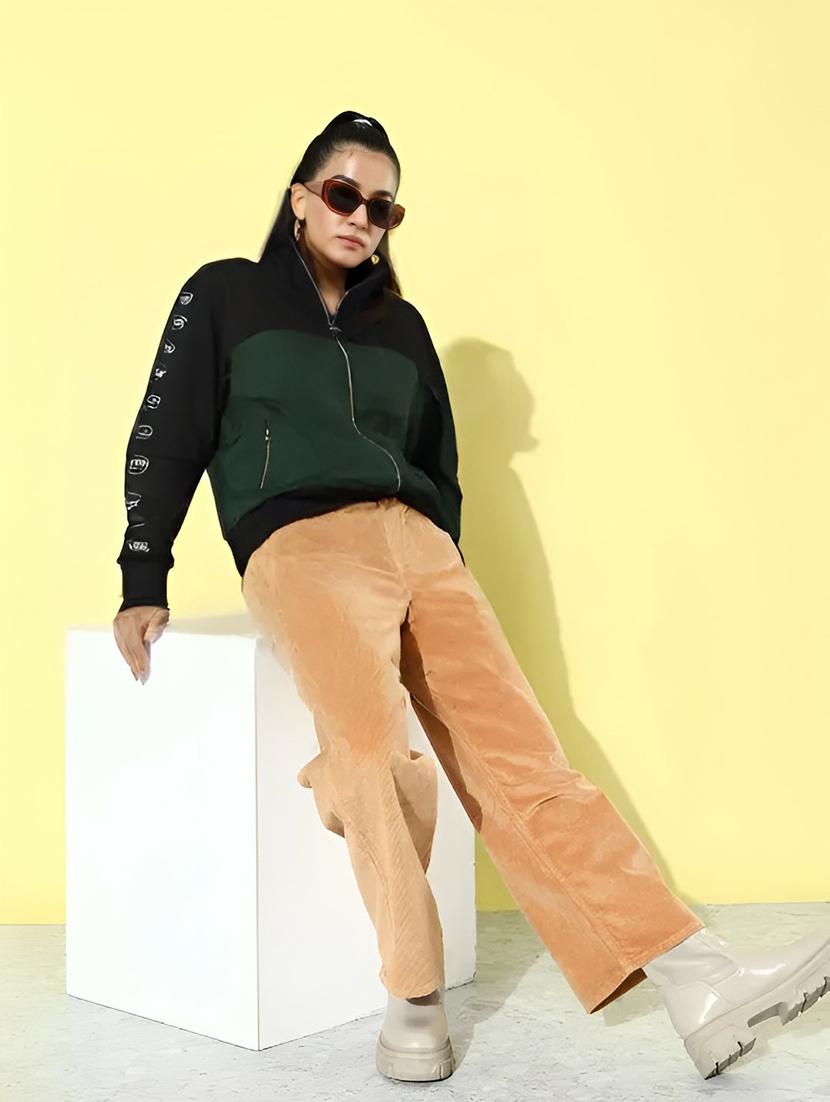 women color block long sleeve bomber jacket - 21642380 - Standard Image - 3