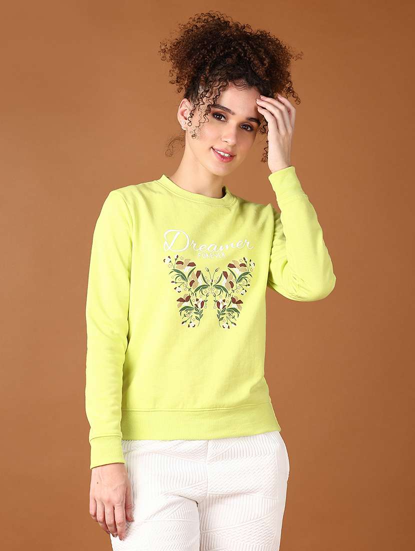 women front print long sleeve sweatshirt