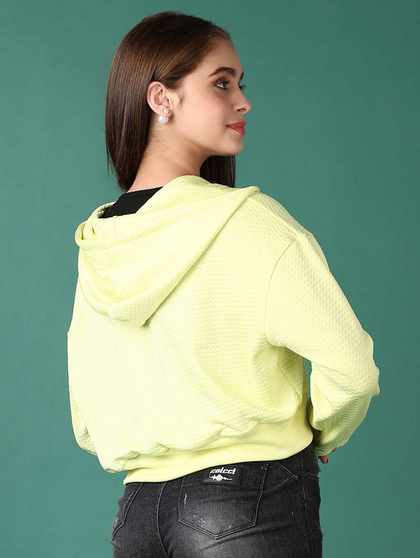 women plain half zip-up short length hood neck sweatshirt - 21642547 -  Standard Image - 3