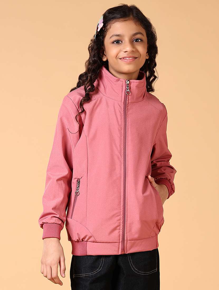 girls solid long sleeve bomber jacket - 21642567 -  Zoom Image - 0