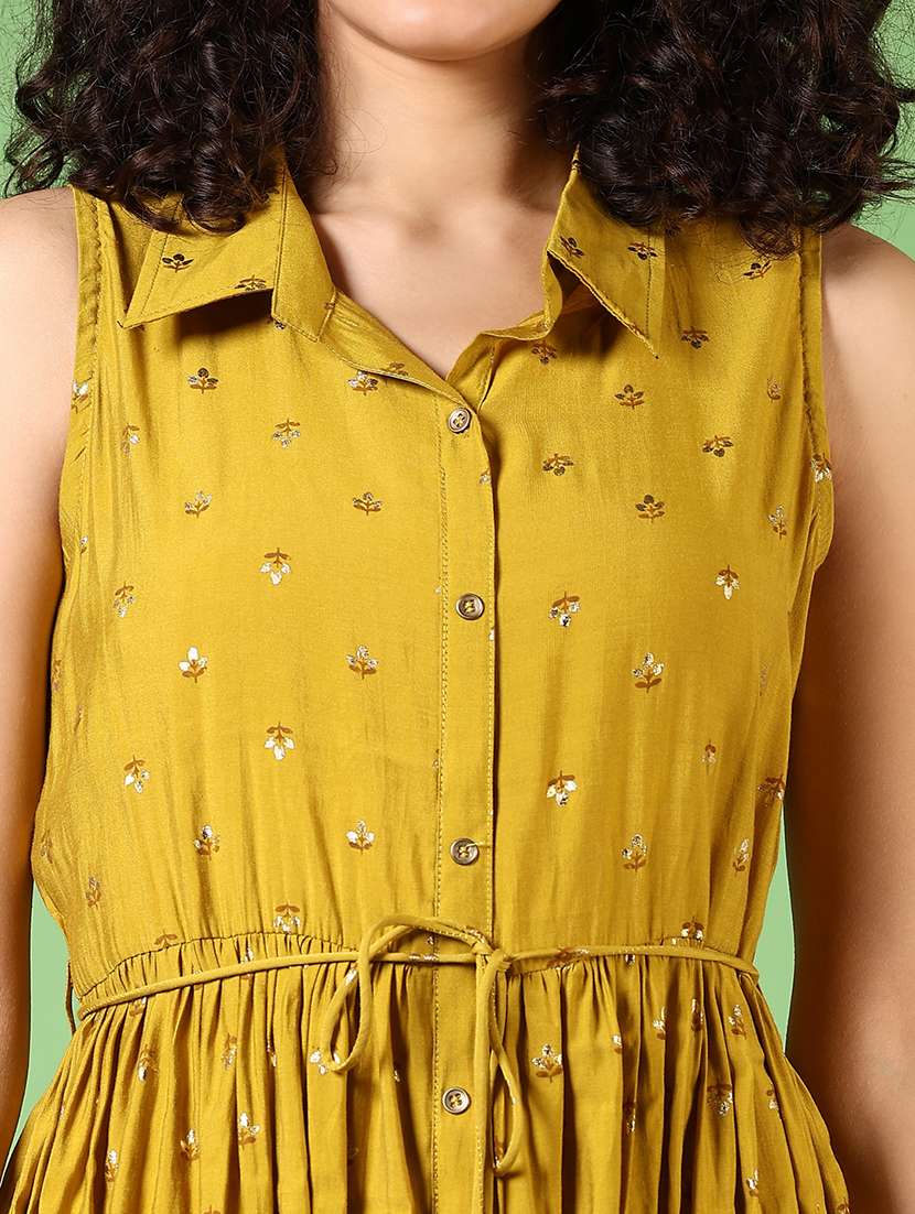 women printed collared a-line ethnic dress - 21642592 -  Standard Image - 5