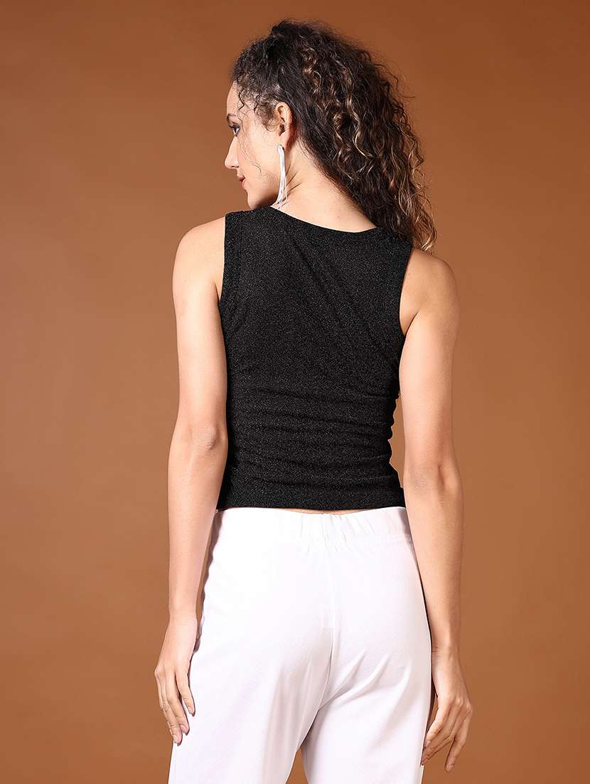 women solid sleeveless crop top - 21642614 - Standard Image - 3
